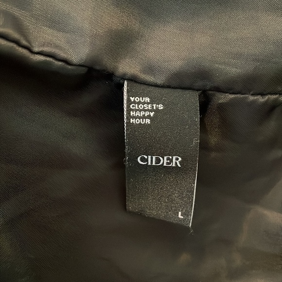 Cider Solid Zip Up Stand Collar Puffer Jacket - Black Large - Picture 8 of 10